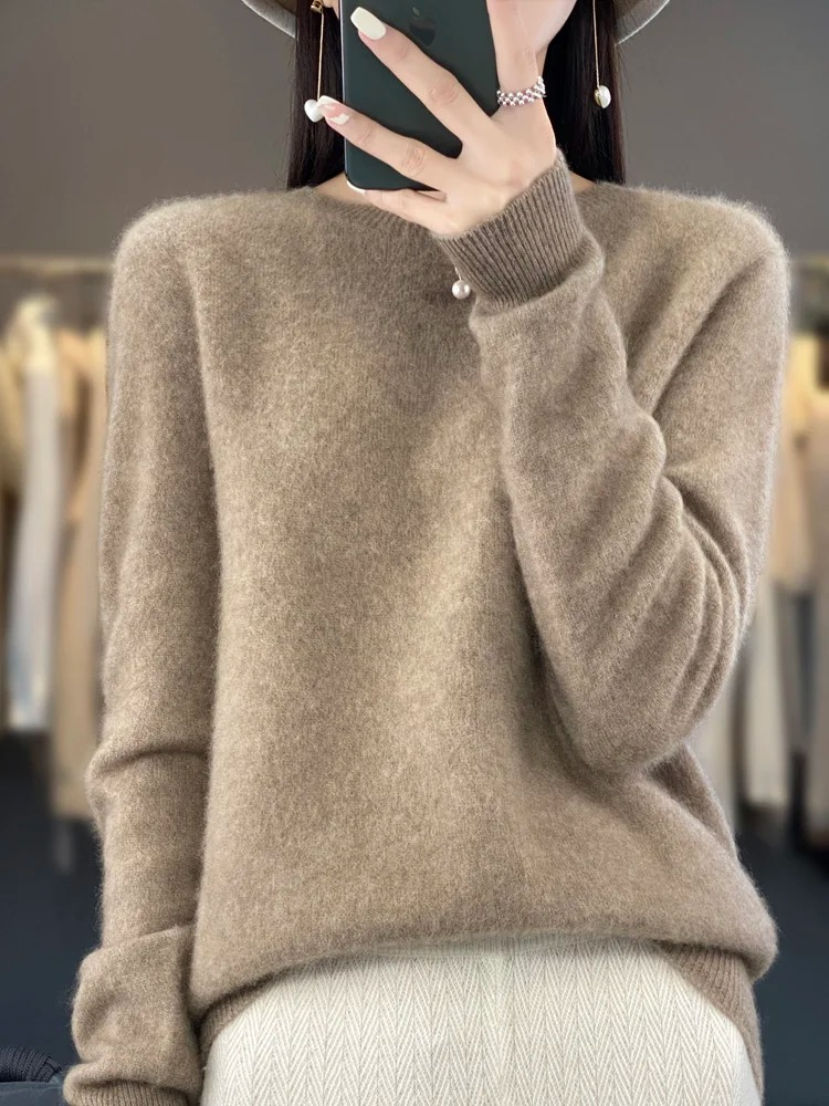 Damen Strickpullover Langarm mit Rundhalsausschnitt