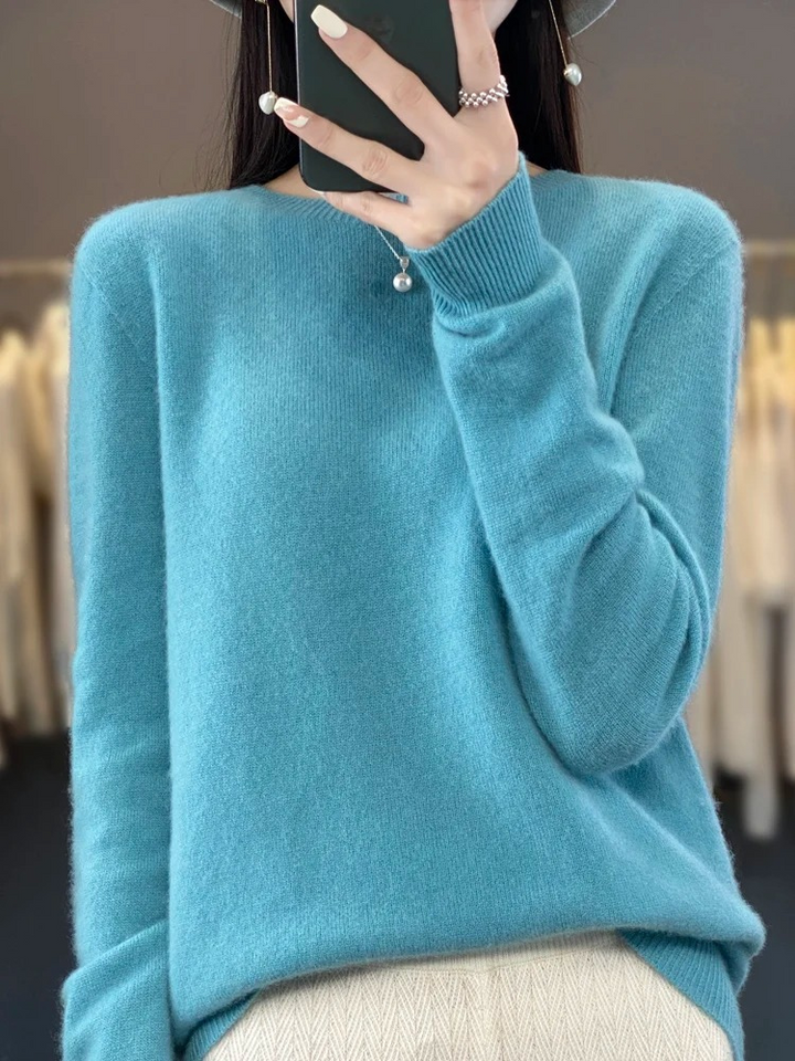 Damen Strickpullover Langarm mit Rundhalsausschnitt (2)