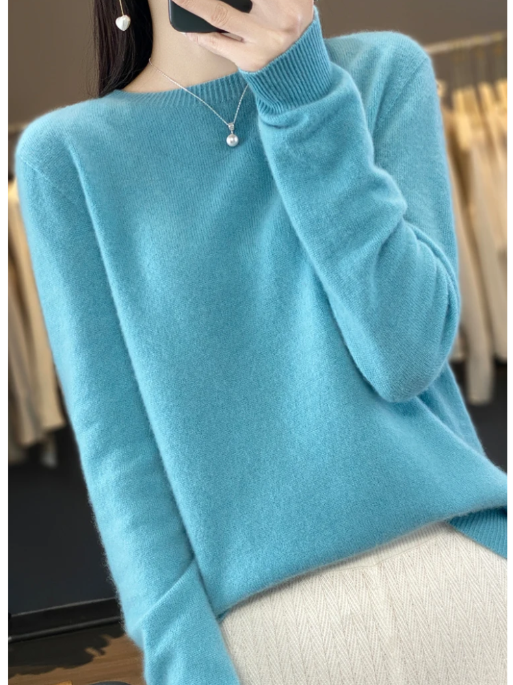 Damen Strickpullover Langarm mit Rundhalsausschnitt (5)