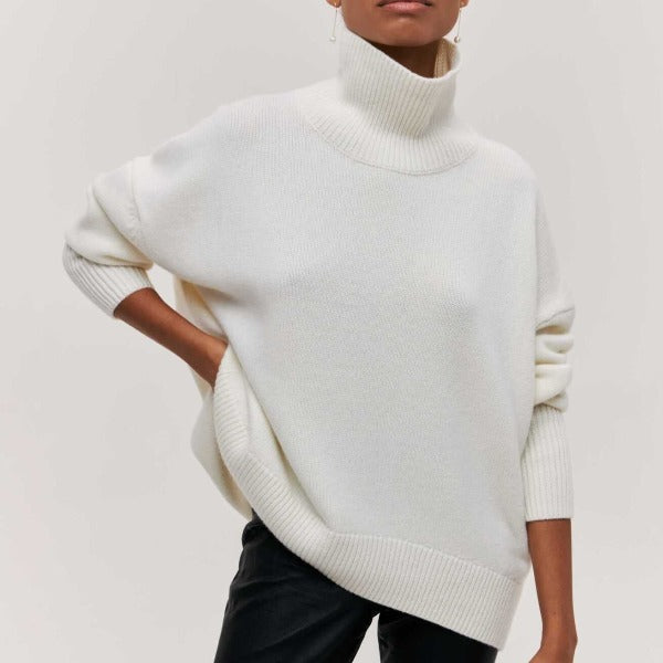 Damen Strickpullover Rollkragen für Herbst in Weiß
