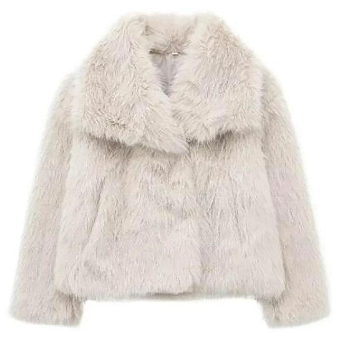 Damen Teddy Jacke aus Kunstfell zum Layering in Creme