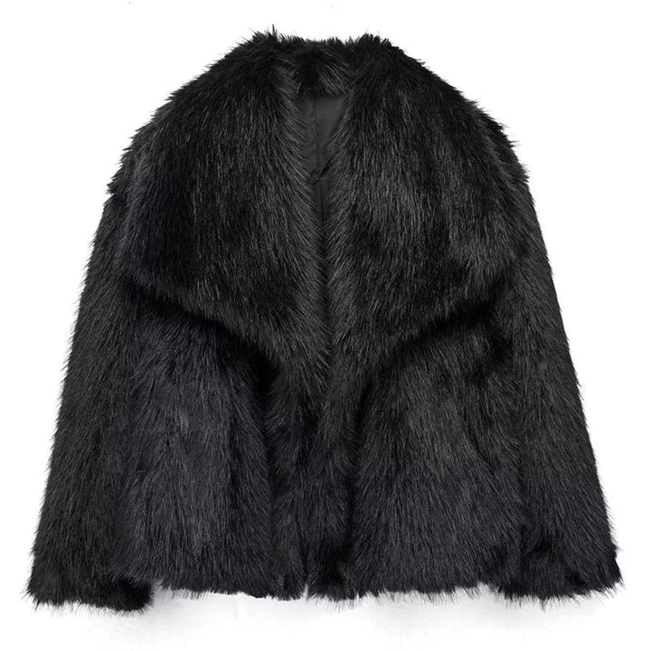 Damen Teddy Jacke aus Kunstfell zum Layering in Schwarz