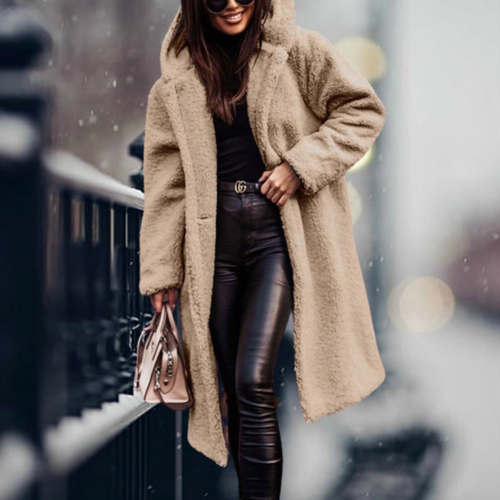 Damen Teddy Jacke für den Herbst in Aprikose