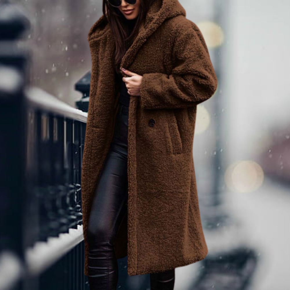 Damen Teddy Jacke für den Herbst in Braun