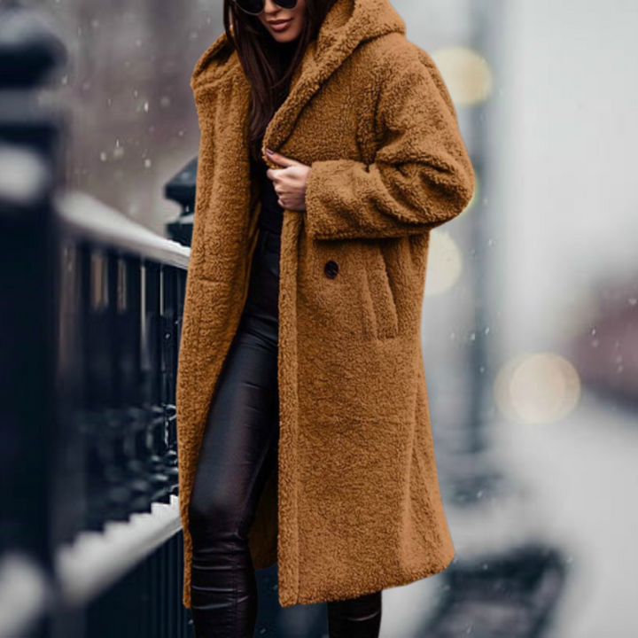 Damen Teddy Jacke für den Herbst in Goldenes Kamel