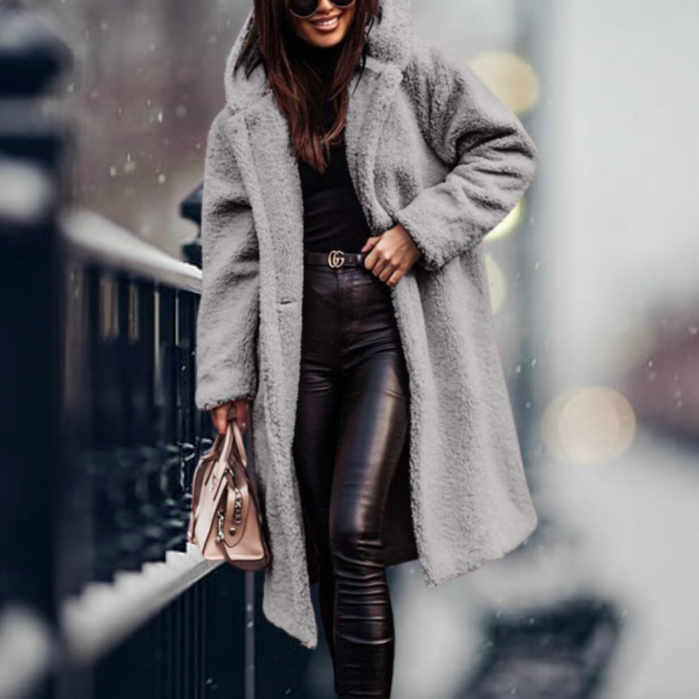 Damen Teddy Jacke für den Herbst in Grau