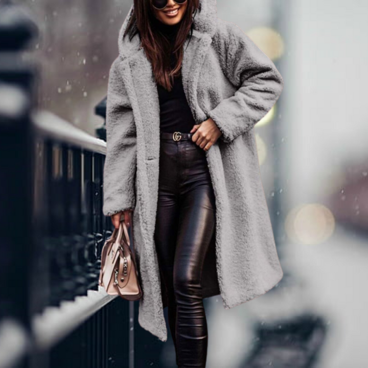 Damen Teddy Jacke für den Herbst in Grau