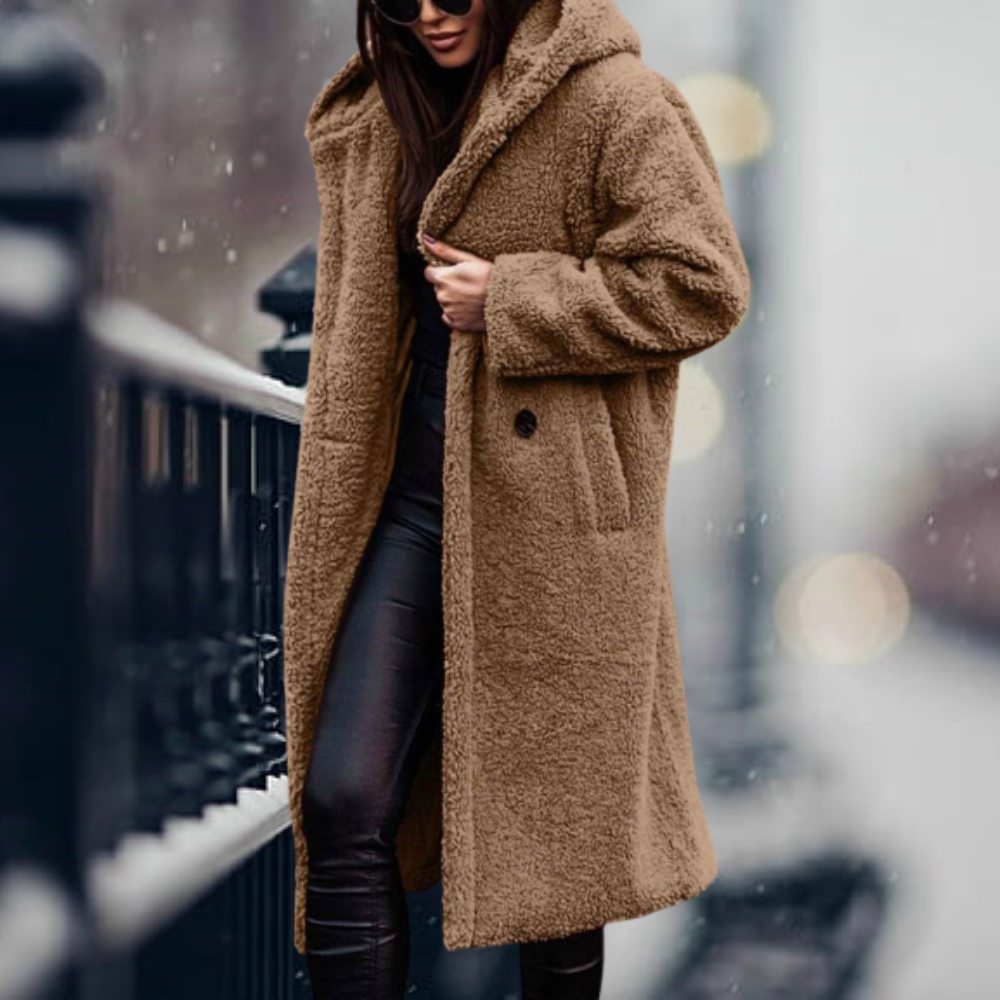Damen Teddy Jacke für den Herbst in Kamel