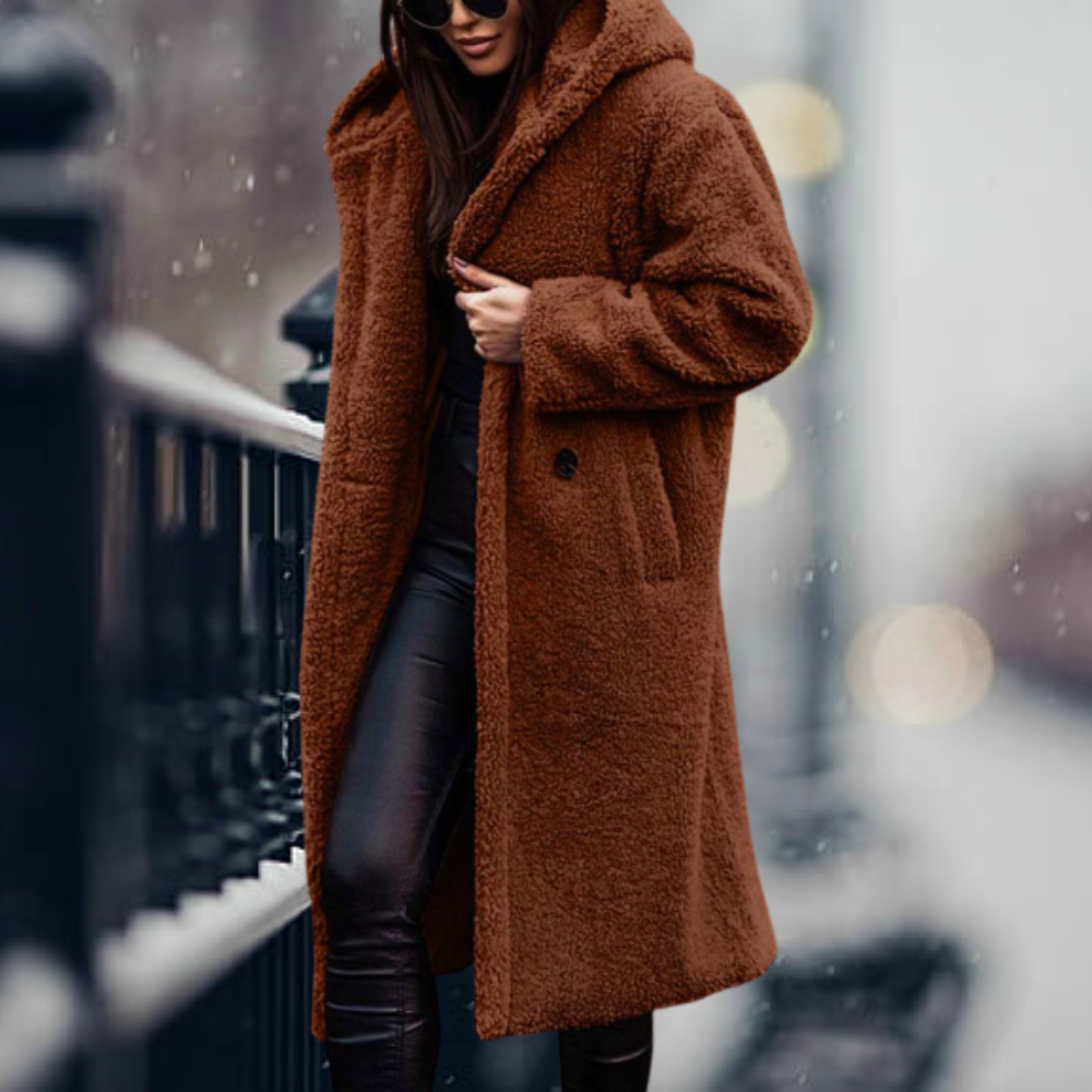 Damen Teddy Jacke für den Herbst in Rotbraun