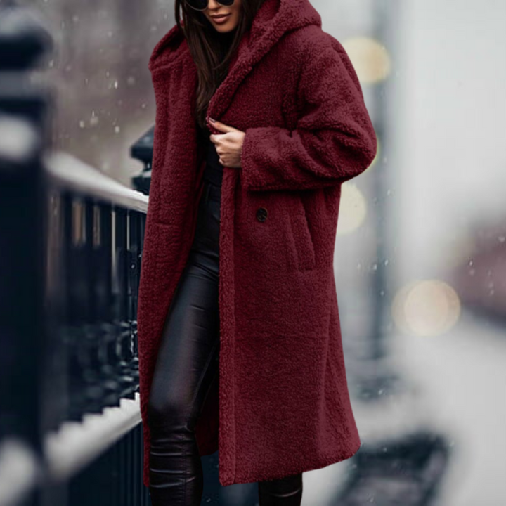 Damen Teddy Jacke für den Herbst in Rotwein