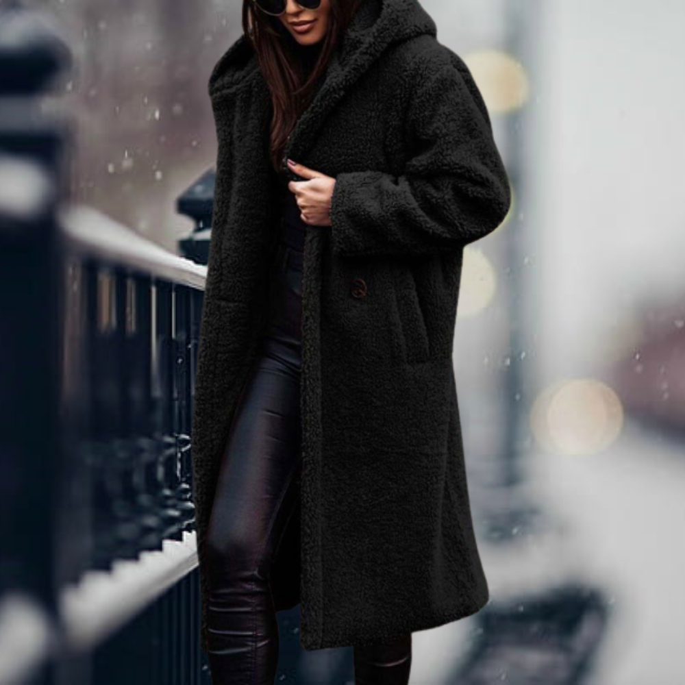 Damen Teddy Jacke für den Herbst in Schwarz