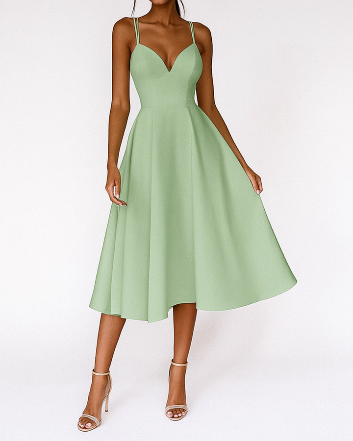 Damen Träger Midi Kleid für en Verde
