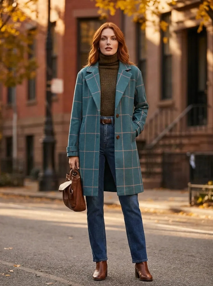 Damen Trenchcoat im klassischen Karomuster