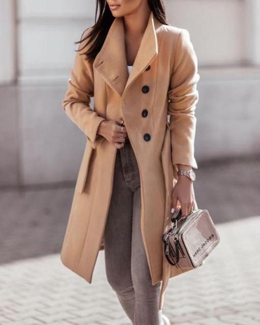 Damen Trenchcoat Klassisch Für Den Herbst in Beige