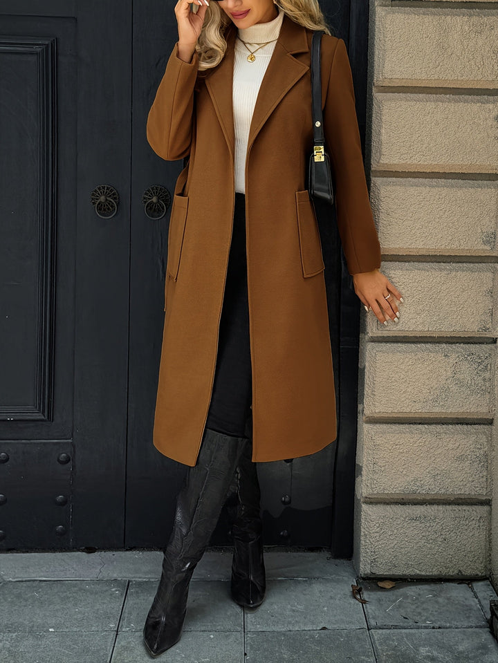 Damen Trenchcoat lang klassisch für Herbst in Hellbraun 10