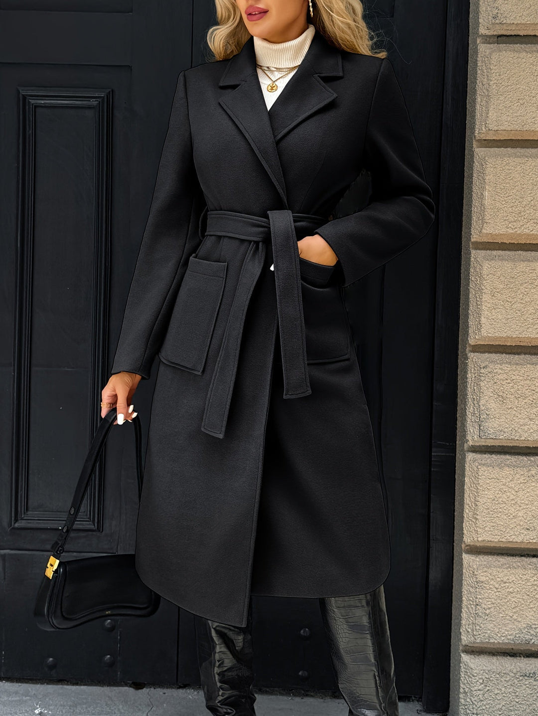 Damen Trenchcoat lang klassisch für Herbst in Hellbraun 13