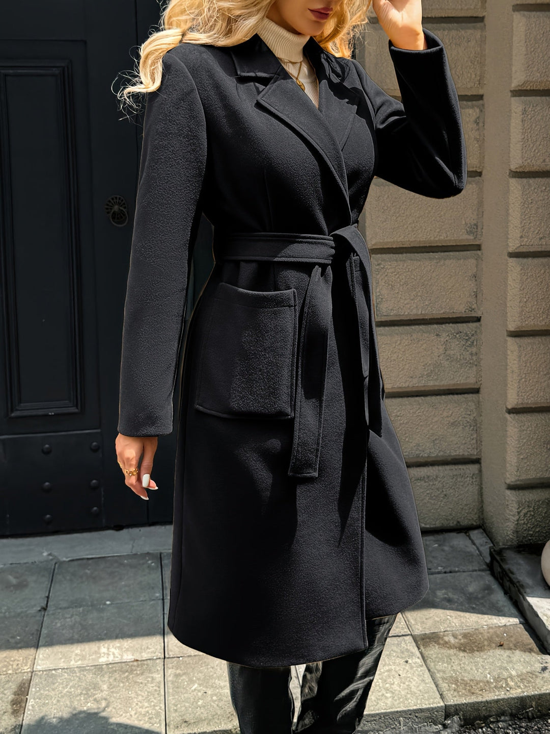 Damen Trenchcoat lang klassisch für Herbst in Hellbraun 17