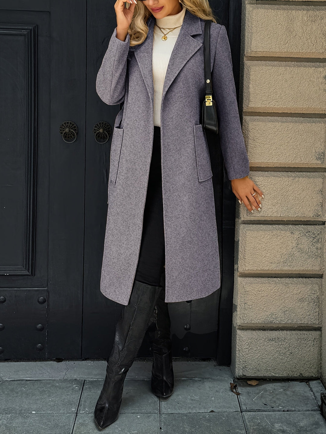 Damen Trenchcoat lang klassisch für Herbst in Hellbraun 23