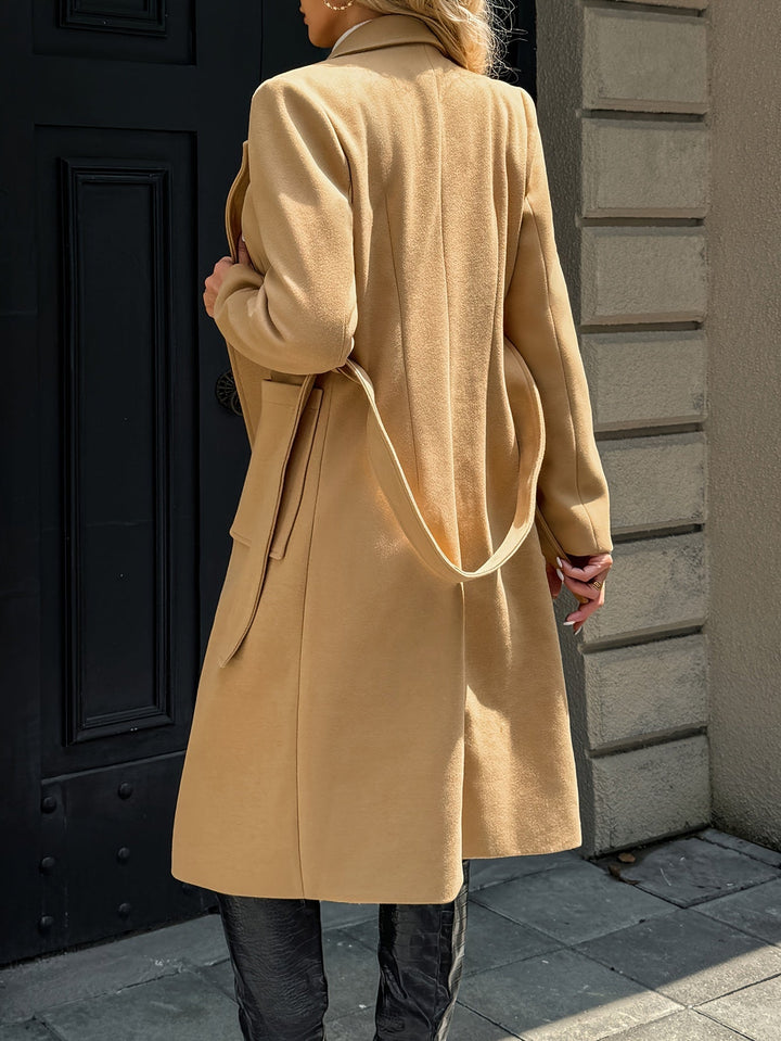 Damen Trenchcoat lang klassisch für Herbst in Hellbraun 3