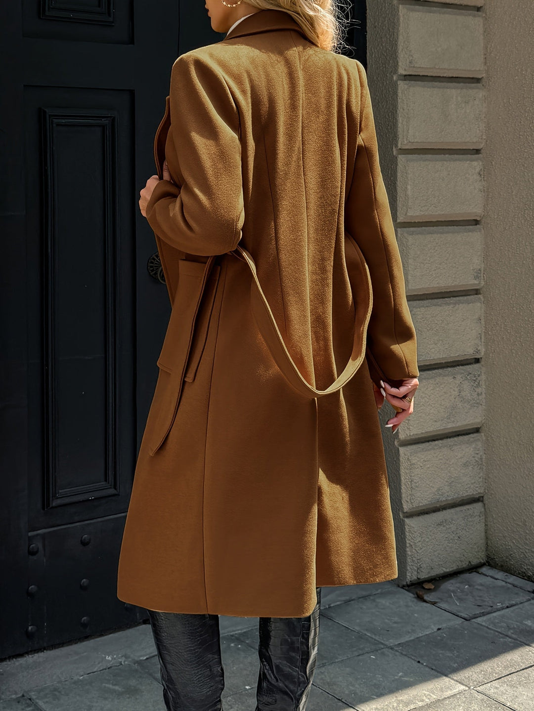 Damen Trenchcoat lang klassisch für Herbst in Hellbraun 8