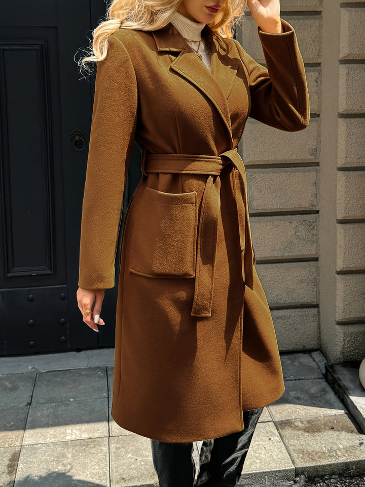 Damen Trenchcoat lang klassisch für Herbst in Hellbraun 9