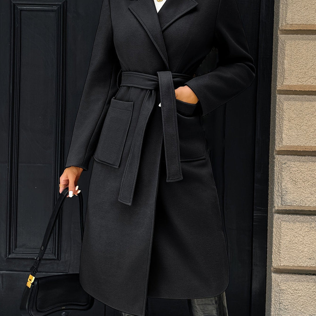 Damen Trenchcoat lang klassisch für Herbst in Schwarz