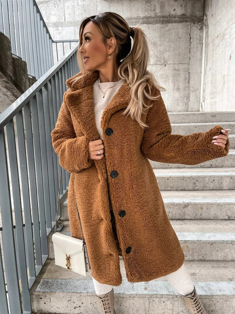 Damen Warmer Trenchcoat Plüsch für Herbst (2)