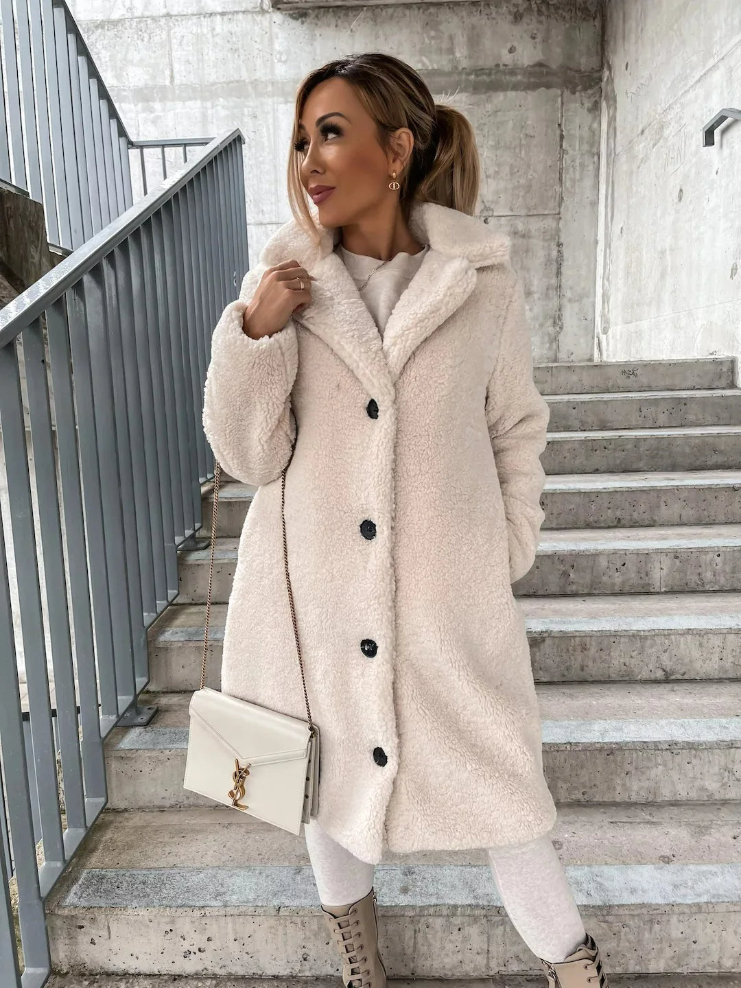 Damen Warmer Trenchcoat Plüsch für Herbst (3)