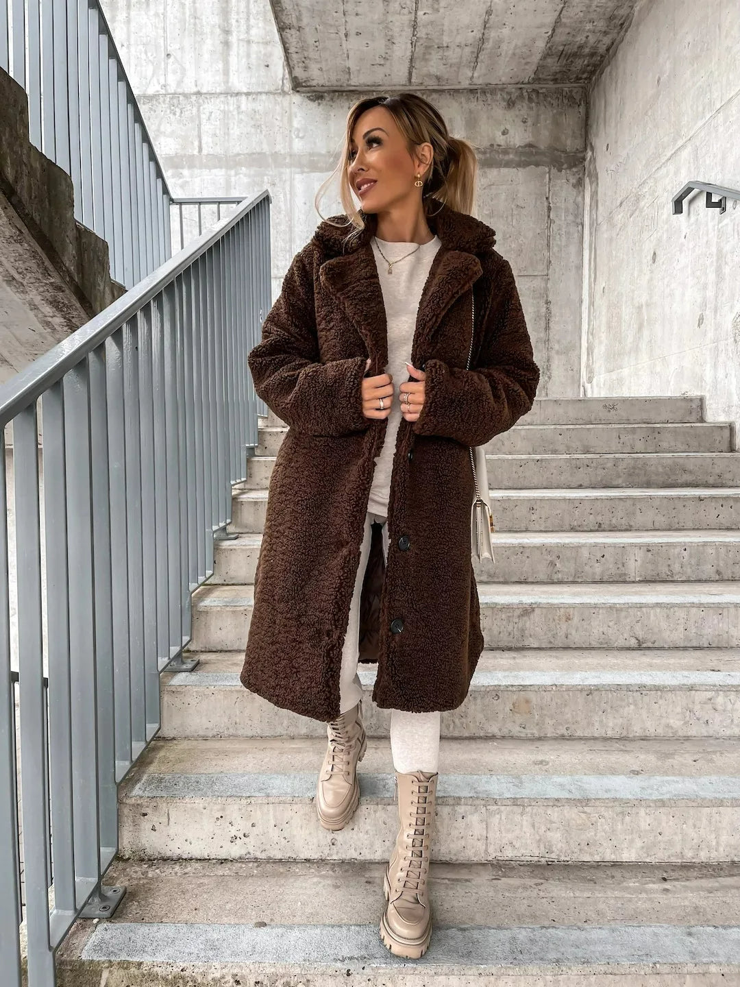 Damen Warmer Trenchcoat Plüsch für Herbst (4)