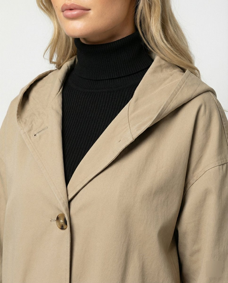 Damen Wasserdichter Trenchcoat Elegant Knielang (2)