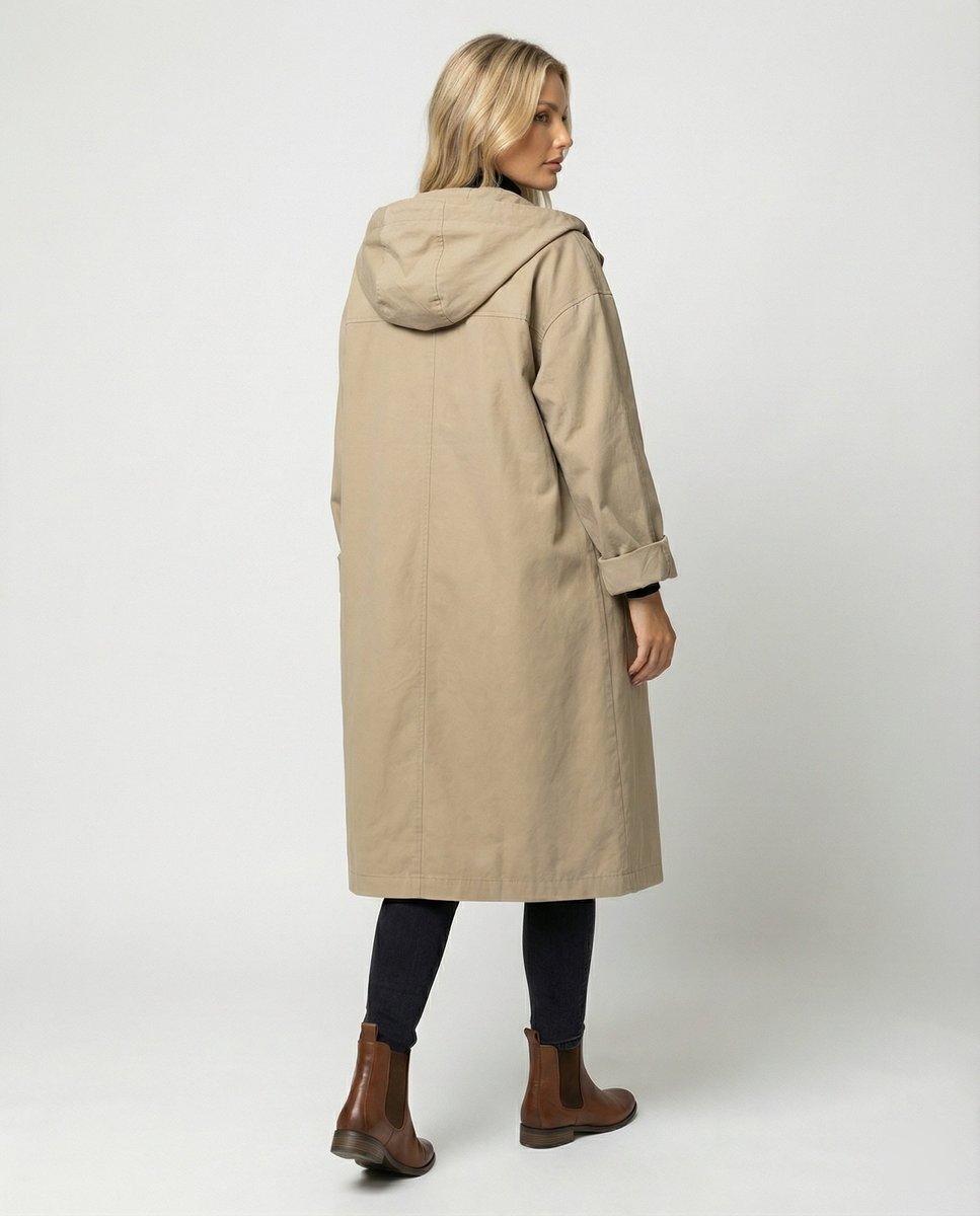 Damen Wasserdichter Trenchcoat Elegant Knielang (3)