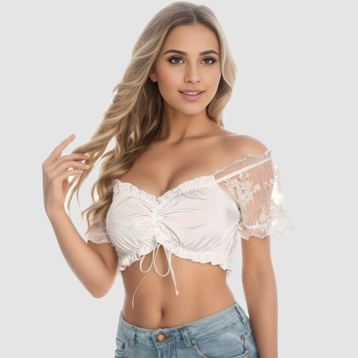 Damen Weiße Dirndlbluse zum Oktoberfest (4)