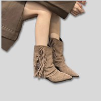 Frieda | Damen Wildleder Stiefeletten im Western-Stil