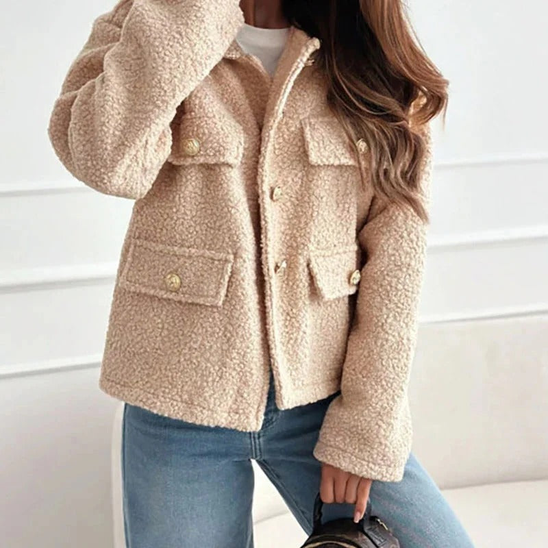 Damen Winterjacke im modernen Kurzschnitt in Beige
