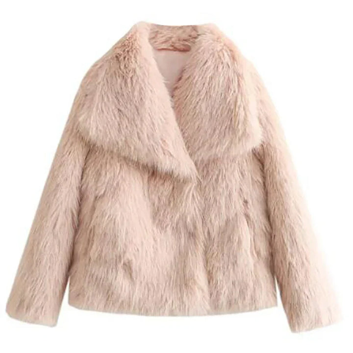 Damen Winterjacke kurz aus Kunstfell in Hellrosa