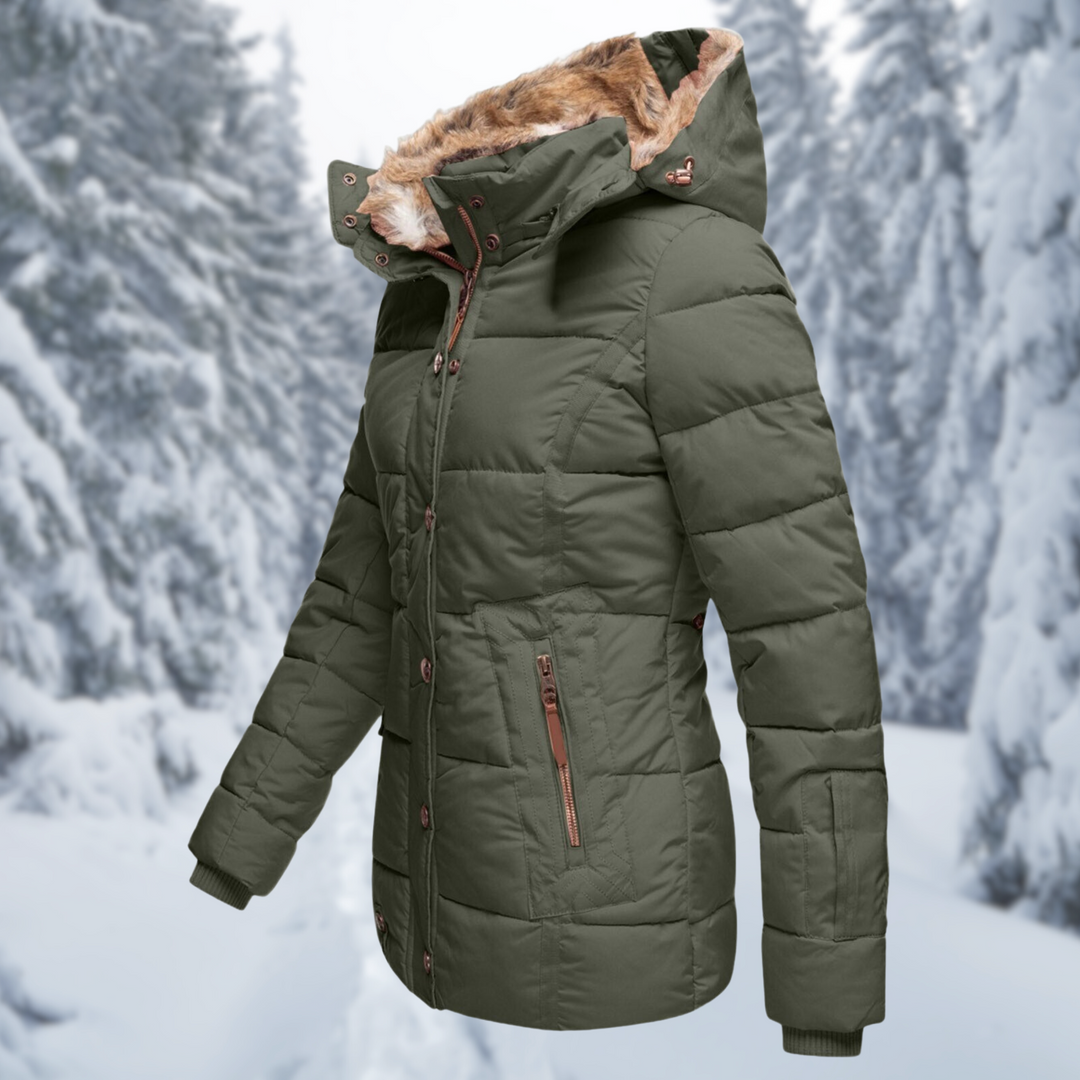 Damen Winterjacke mit Fellkapuze für Herbst