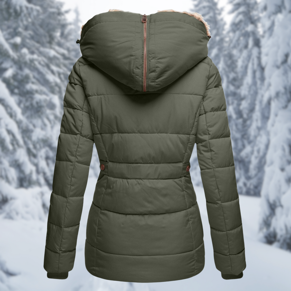 Damen Winterjacke mit Fellkapuze für Herbst (2)