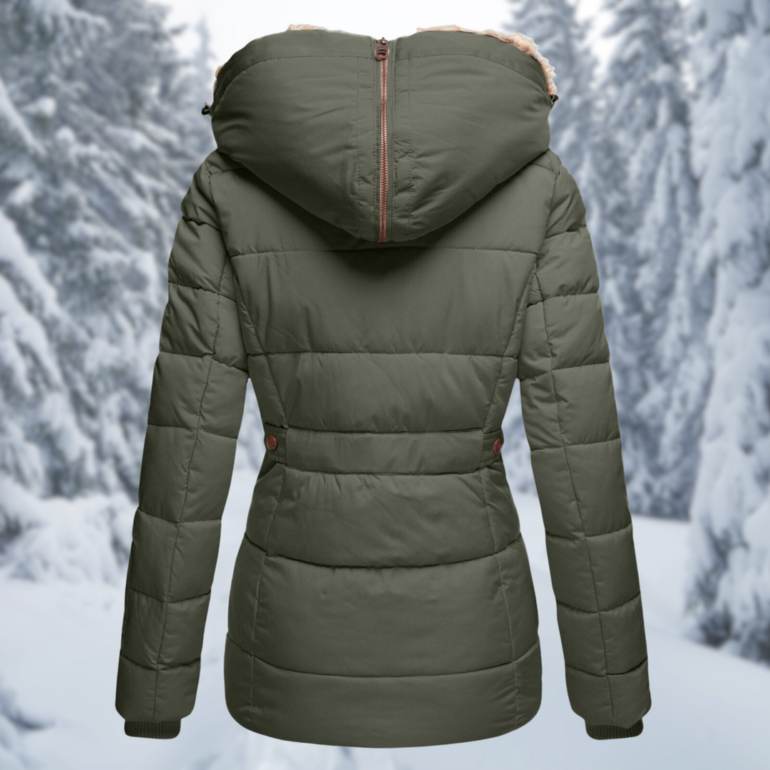 Damen Winterjacke mit flauschigem Pelzfutter für Herbst (2)
