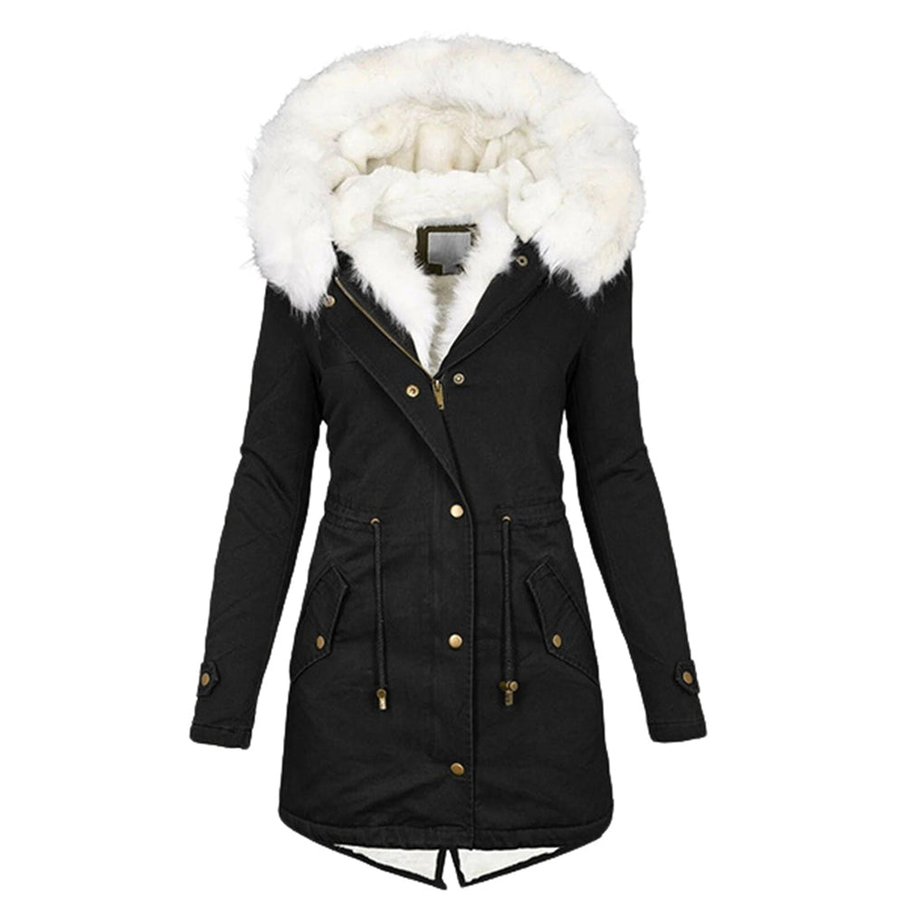 Damen Winterjacke mit Fleece-Fütterung und Windschutz in Schwarz