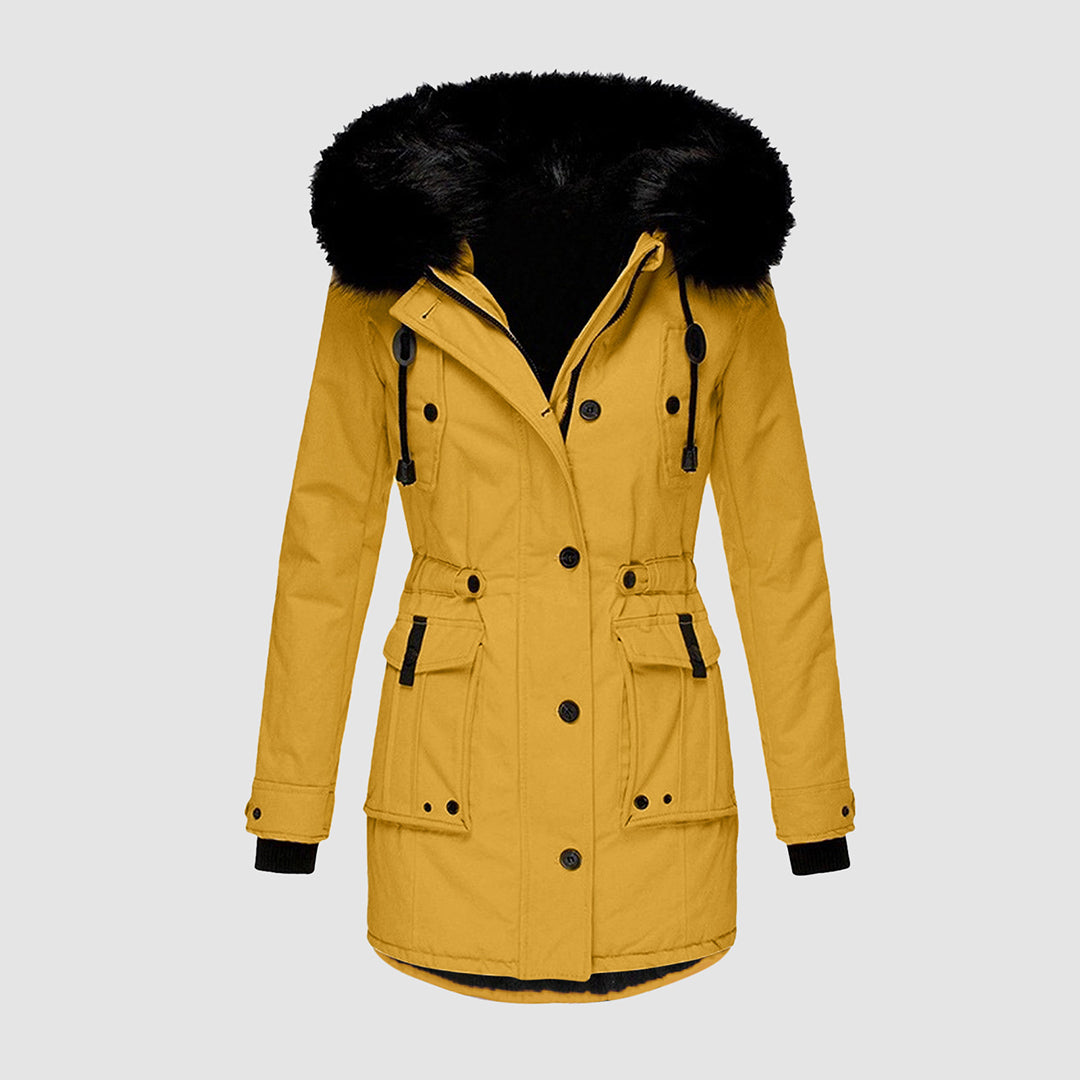 Damen Winterjacke Wasserdicht Gesteppte Modern in Gelb 2
