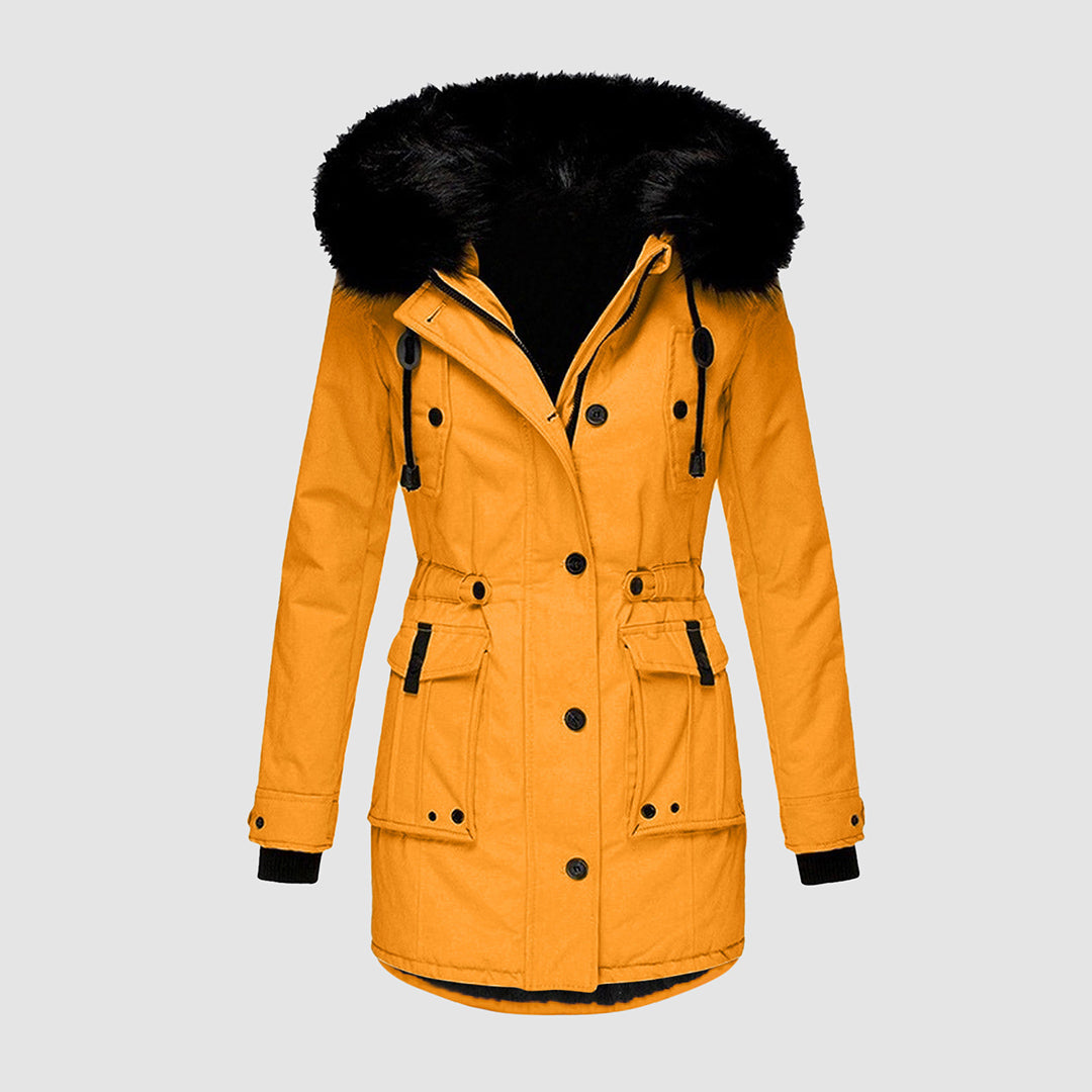 Damen Winterjacke Wasserdicht Gesteppte Modern in Goldfarben 1