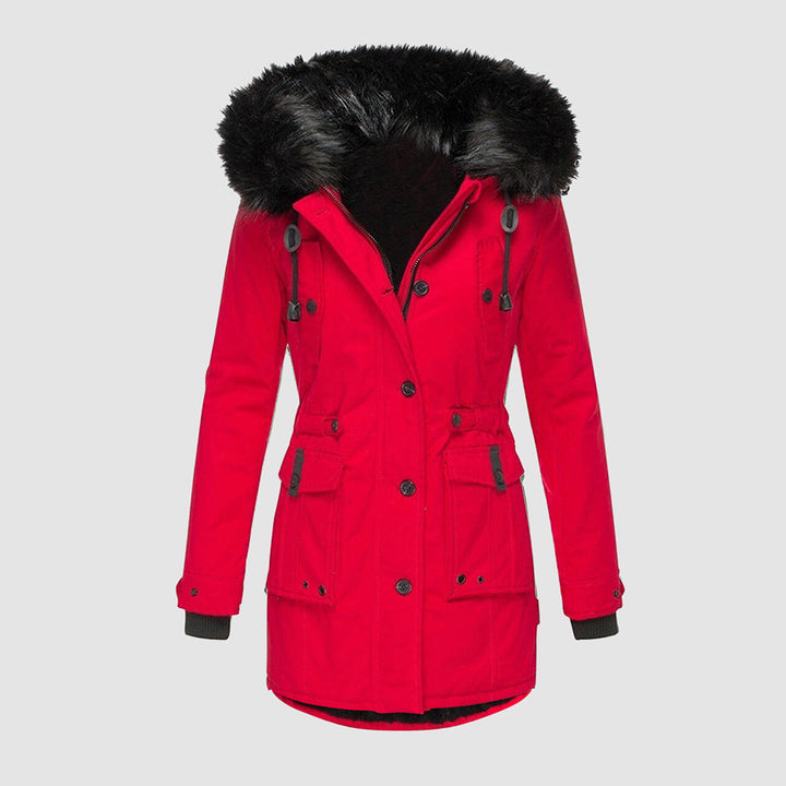 Damen Winterjacke Wasserdicht Gesteppte Modern in Rot 1