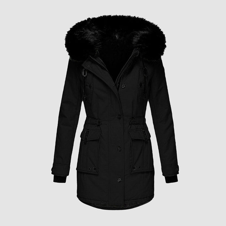 Damen Winterjacke Wasserdicht Gesteppte Modern in Schwarz 2