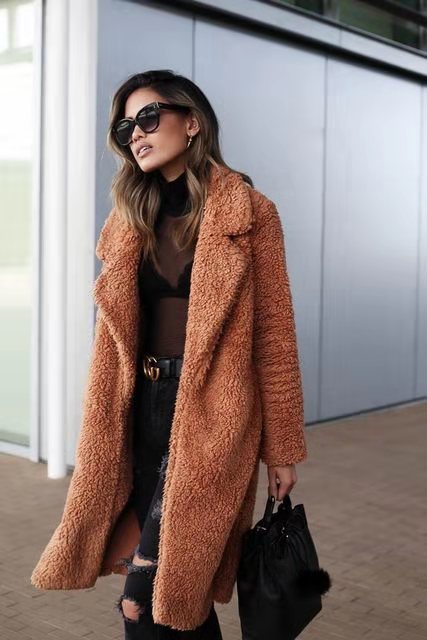 Damen Wintermantel aus Fleece im Teddy-Stil (7)
