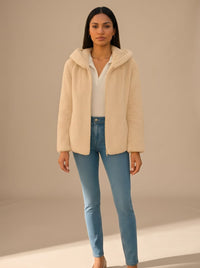 Ida | Damen Wintermantel aus Teddyfleece mit Kapuze