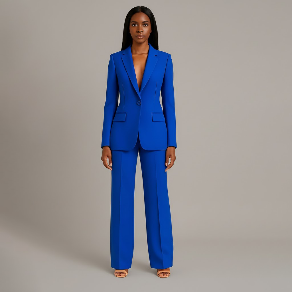 Damen Wintermantel Business Anzug elegant in Blau 1
