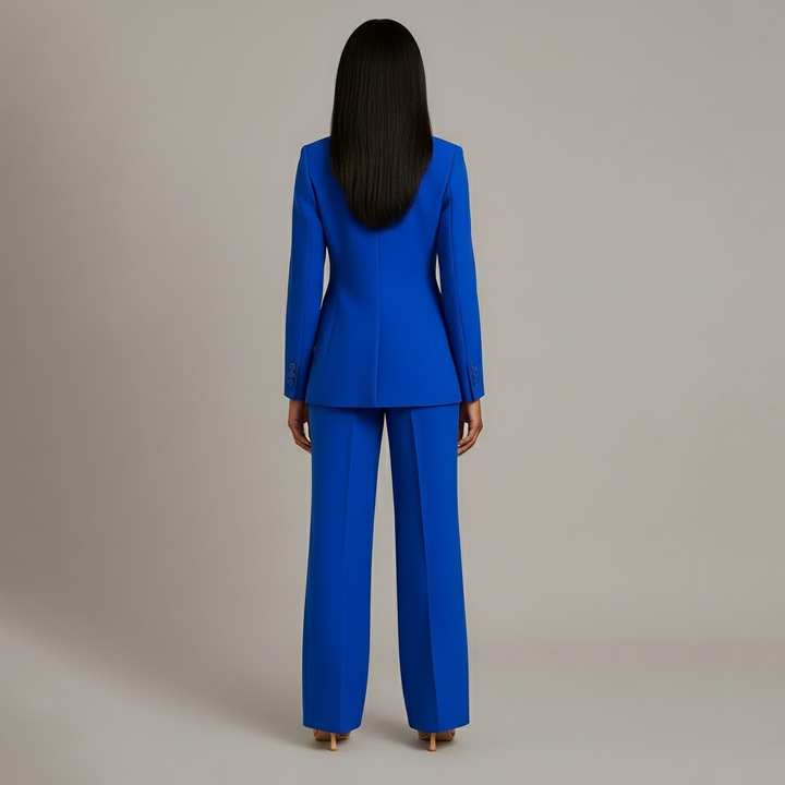 Damen Wintermantel Business Anzug elegant in Blau 3