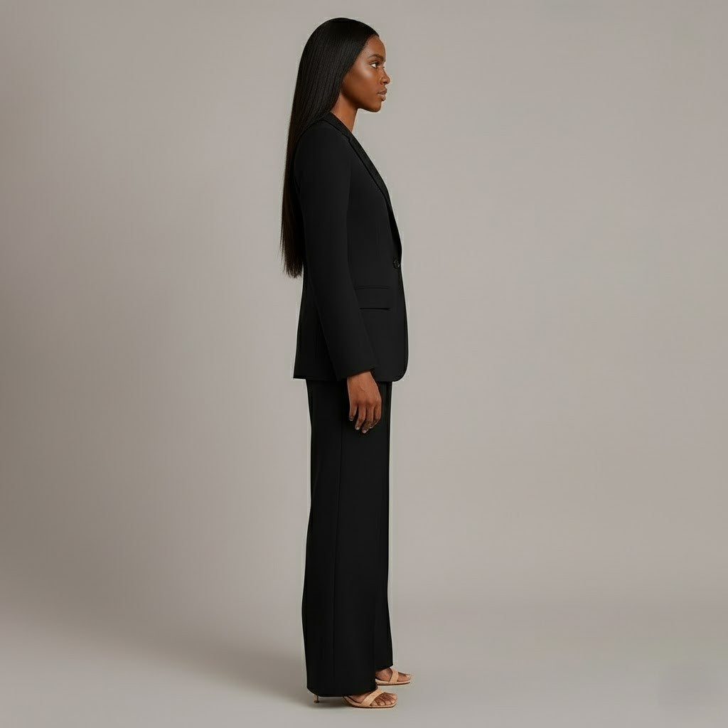 Damen Wintermantel Business Anzug elegant in Schwarz 2