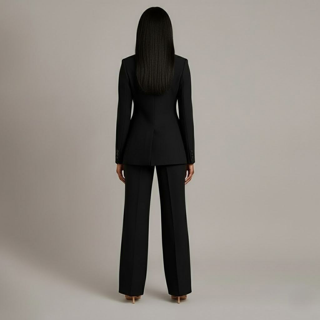 Damen Wintermantel Business Anzug elegant in Schwarz 3