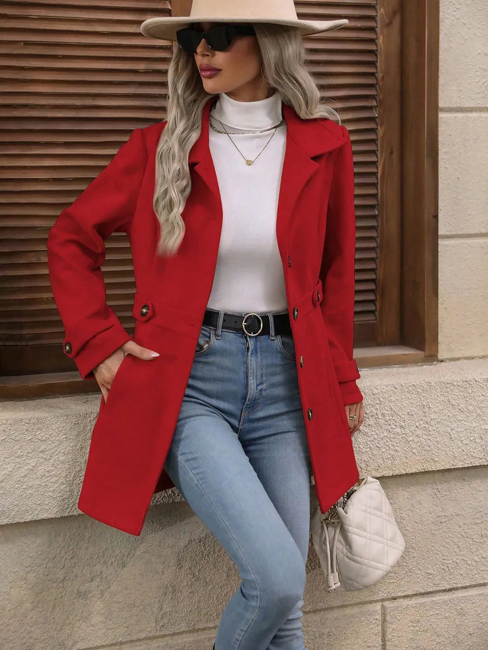 Damen Wintermantel, elegant geschnitten mit Gürtel (17)